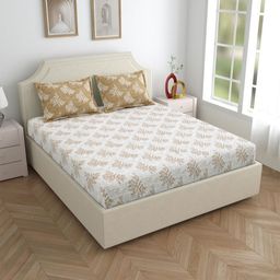 Salona Bichona Blue Floral 210 TC King Bedsheet with 2 Pillow Covers-image-22