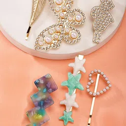 Bohey by KARATCART Women Set of 6 Embellished Alligator Hair Clip-24