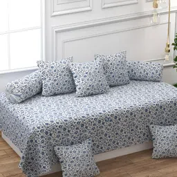 BELVOSTUM Set Of 8 Blue Printed Diwan Set-58