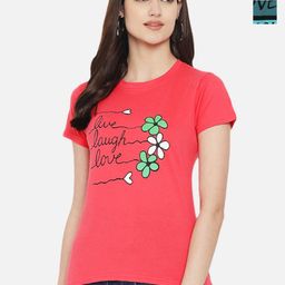 Tromko Women Pack of 2 Typography Printed Round Neck Cotton Regular Fit T-shirts-picture-18