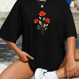 SZN Women Floral Printed Drop-Shoulder Sleeves T-shirt-picture-16