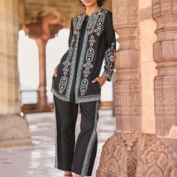 Dash and Dot Embroidered Shirt With Trouser-46