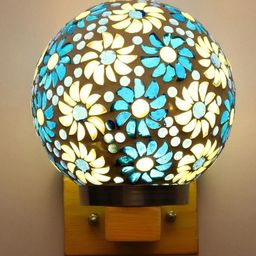 1ST TIME Blue & White Glass Floral Traditional Spherical Shaped Wall Lamp-picture-41