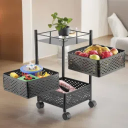 3XL Metal Kitchen Trolley Square Multipurpose Storage Trolley with Wheels Iron, Steel Kitchen Trolley-8