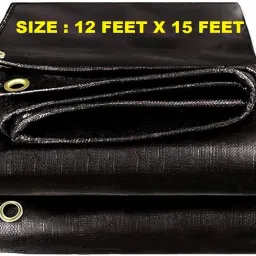 TARPAULINE 12X 15 FEET BLACK Tent - For UV RESISTANT PROTECT FROM WIND RAIN OR SUNLIGHT, WATERPROOFING SHEET-56