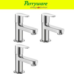 Uno Pillar Tap for Wash Basin – Brass Body, Chrome Finish set of 3 pic 406 Pillar Tap for Wash Basin – Brass Body, Chrome Finish, Single Lever Faucet Pillar Tap Faucet-8