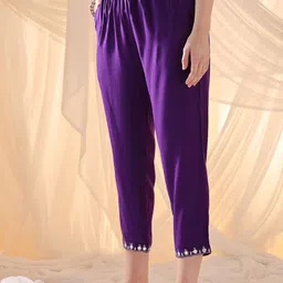 Anouk Floral Embroidered Regular Kurta with Trousers & With Dupatta image 4