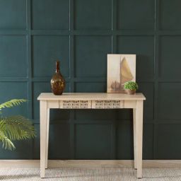 woodsworth from pepperfry Serengeti Mango Wood Console Table In White Wash Finish With Drawers-picture-30