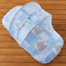 Babyhug Teddy Print Baby Bedding Set with Mosquito Net  -  Blue-23