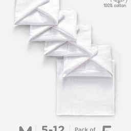 Babyhug Cotton Cloth Nappy Set of 5 Medium - White-image-46