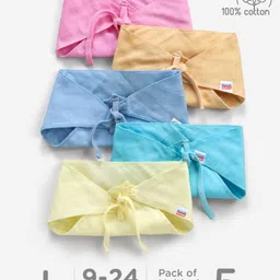 Babyhug 100% Cotton Triangle Cloth Nappies Large Set Of 5 - Multicolor-picture-8