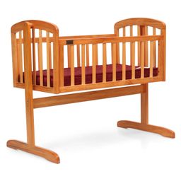 Babyhug Joy Cradle - Natural & Babyhug Baby Mattress Maroon (Design May Vary)-3