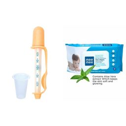 Mee Mee 2 in 1 Accurate Medicine Dropper Cum Dispenser (Orange) with Bbay Wet wipes with Lid-72 Pieces-image-58