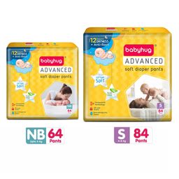 Babyhug Advanced Pant Style Diapers New Born - 64 Pieces & Babyhug Advanced Pant Style Diapers Small - 84 Pieces-17