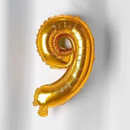 Solid Nine Number Foil Toy Balloon 16" Inch - Golden (Golden num 9) Letter Balloon-image-75