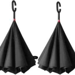 PACK 2 : Double Layer Inside-Out Inverted Reverse Umbrella with C-shaped Handle Umbrella-8