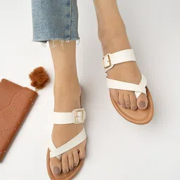 Shoetopia Buckled One Toe Flats-35