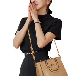 Exotic Tan Structured Satchel Bag image 3