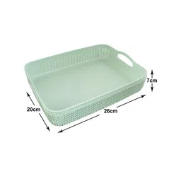 Kuber Industries Set Of 3 Green & Pink Textured Multi Utility Plastic Basket Organisers image 3