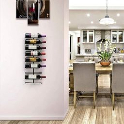 9 Bottle Wine Rack/Wall Mount Wine Rack/for Home/Kitchen/Dining Room Iron Glass Holder-image-71