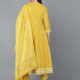 KALINI Bandhani Printed Thread Work Straight Kurta & Trousers With Dupatta image 2