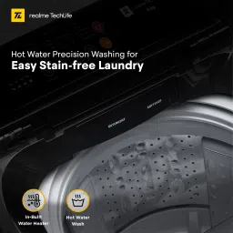 realme techlife 8 kg Soft closing Glass lid Fully Automatic Top Load with In-built Heater Black, Grey image 3