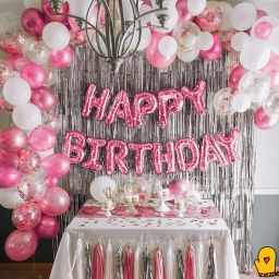 Pink 50PC Happy Birthday Decoration Combo kit set for Girl– Pink Letters-image-5