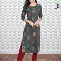 HERE&NOW Women Pack of 3 Ethnic Motifs Printed Pure Crepe Straight Kurta-image-92