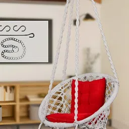 Swingzy Red & White Round Shaped Hammock Swing With Cushion-38