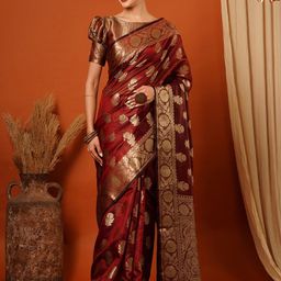 VILLAGIUS Woven Design Zari Pure Silk Banarasi Saree-11