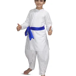 Kaku Fancy dresses Boys Haryanvi Dance White Kurta Costume Kurta With Dhoti Pant & Stole-picture-50