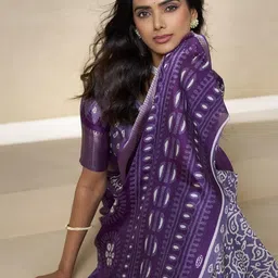 KALINI Bandhani Zari Silk Blend Saree-image-52