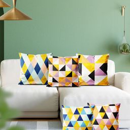 ArtzFolio Multicoloured Set of 5 Velvet Square Cushion Covers-28