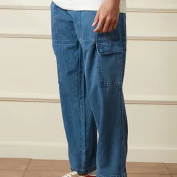 WROGN Men Comfort Relaxed Fit Mid-Rise Clean Look Cotton Non Stretchable Jeans-picture-41