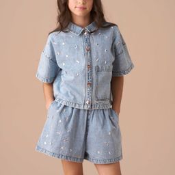 Angel & Rocket Girls Embellished Pure Cotton Denim Shorts-image-92