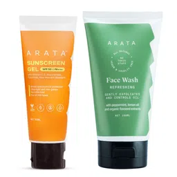 ARATA Set of Refreshing Face Wash - 150ml & SPF50 Sunscreen Gel - 50ml-image-25