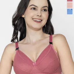 Mine4Nine Women Pack of 3 Full Coverage Non-Wired and Non Padded Maternity Bra-23
