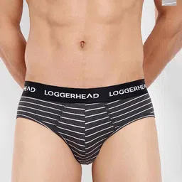 LOGGERHEAD Pack Of 2 Striped Mid Rise Briefs - LHYB011-ANTRA-GREY-ANTRA-GREY-90