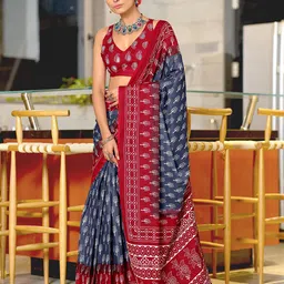 Pandadi Saree Ethnic Motifs Ready to Wear Block Print Sarees-image-58