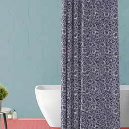ArtzFolio Navy Blue & White Printed Waterproof Shower Curtain-image-89