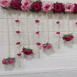 Nutts Pink & White Velvet Rose Bandhanwar Festive Decor-image-64