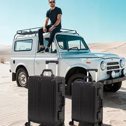 FUR JADEN Unisex Pack OF 2 Textured The Voyager Hard-Sided Cabin Trolley Bag-3