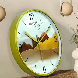 RANDOM Green & Blue Printed Contemporary Round Analogue Wall Clock-image-42