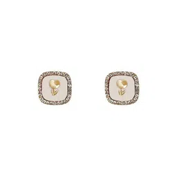 FIMBUL Gold-Plated Crystals Studded Square Shaped Studs image 2