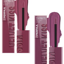 PERPAA Set Of 2 Velvet Kiss Matte Liquid Lipsticks- 3.5 ml Each- Light Mauve - Nude Pink-16