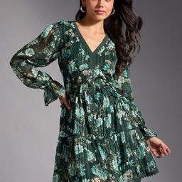 20Dresses Women Floral Print Bishop Sleeve Dress-image-55
