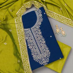 Koskii Raw Silk Unstitched Dress Material-image-74