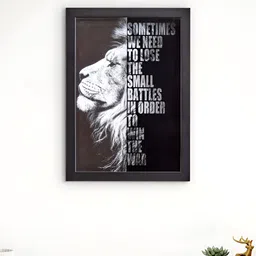 Home Centre Black & White Spectrum Pitch Lion Printed Wall Photo Frame-0