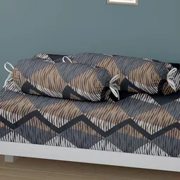 Arrabi 6Pcs Grey & Brown Abstract-Printed Skin-Friendly Superfine Quality Diwan Set image 2