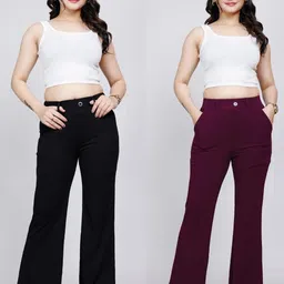 NUCOUTHS Women Pack Of 2 Original High-Rise Regular Trousers-picture-39